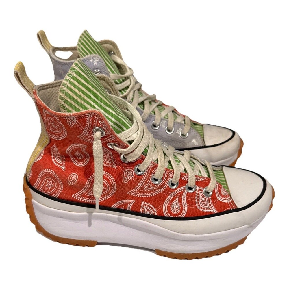 Converse Run Star Hike Bandana Patchwork Chuck Taylor Hightop Platform Size 8.5 - Picture 2 of 11